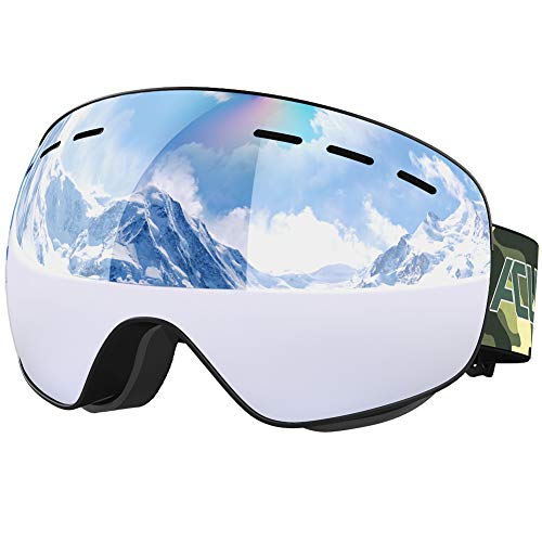 ACURE SG01 Ski Goggles Woman & Youth OTG Frameless Snow Snowboard Goggles Dual Lens with Anti Fog & UV400 Protection for Man 